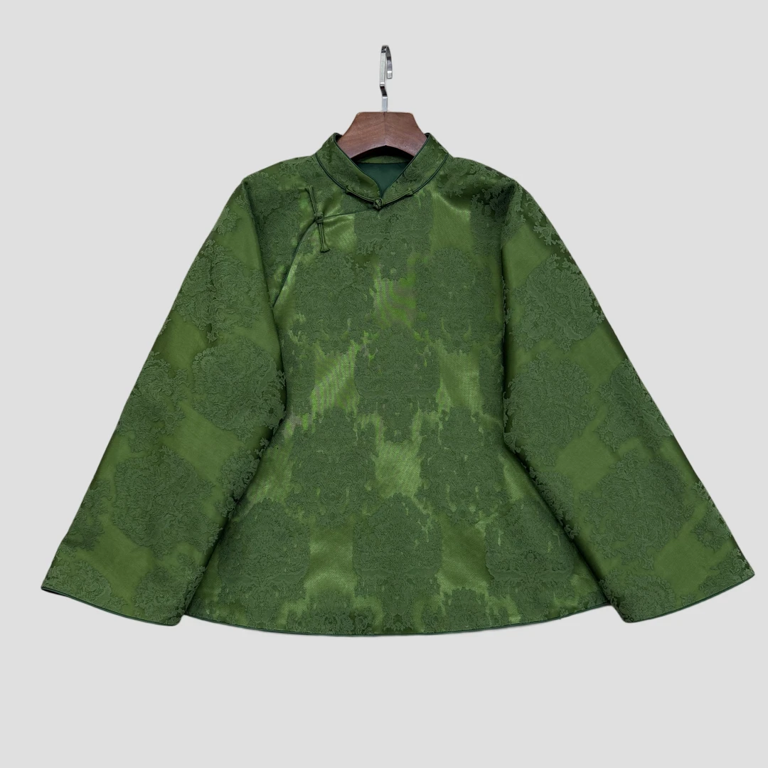 【20475】冬款百搭油丝设计风立领加棉姐姐服上衣