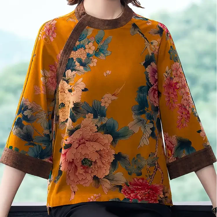 香云纱100%桑蚕丝晒谷场精美时尚韵味网红百搭夏季复古中长款中式