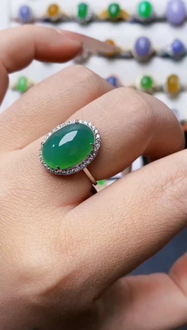 银S925镶嵌戒指翡翠0573