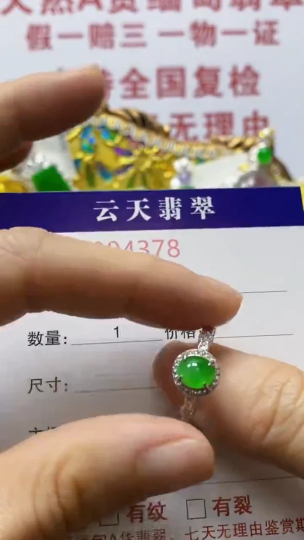 银S925镶嵌戒指翡翠/4378