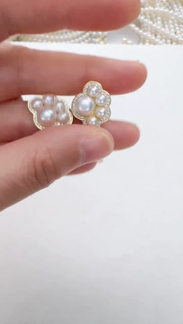 【闪购商品】淡水珍珠耳饰合金金色爪子
