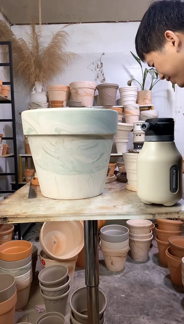 35*30绿白陶 1盆无托