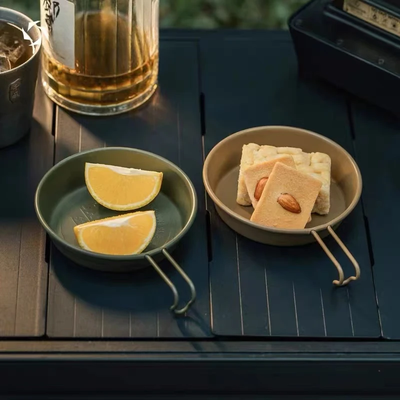 不锈钢复古餐盘280ML浅碗户外野炊牛排水果平底碗