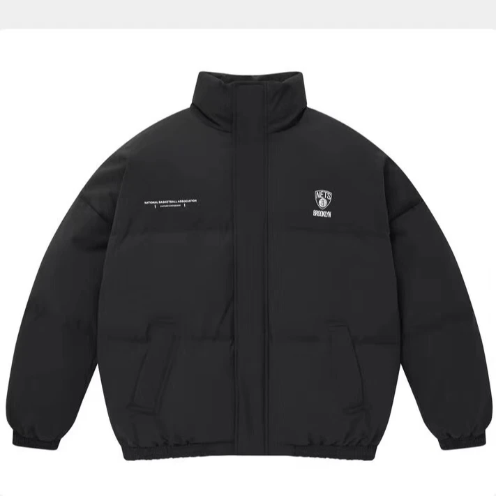 【PB剪标】J004男士冬季时尚立领夹克式面包羽绒服字母印花刺绣