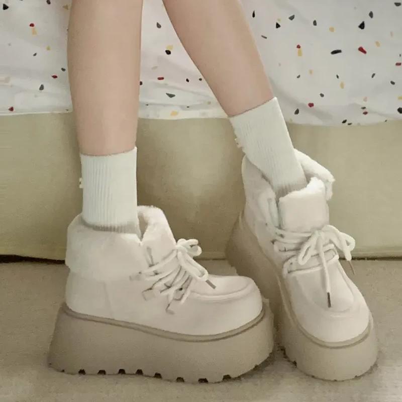 复古厚底小个子雪地靴女款2025新款冬季休闲加绒加厚东北保暖棉鞋