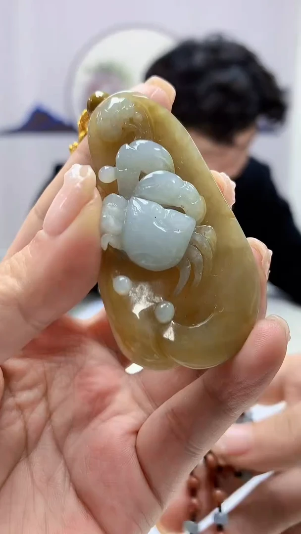 【闪购商品】定制翡翠未镶嵌5145ms-毛货162螃蟹赠珠链