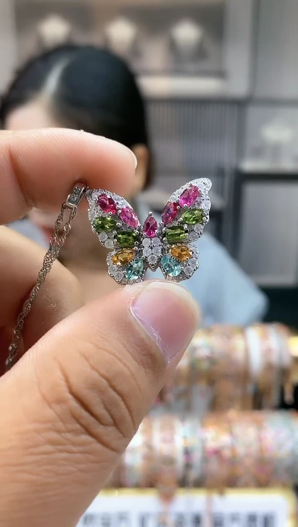 银S925镶嵌吊坠碧玺354354354354