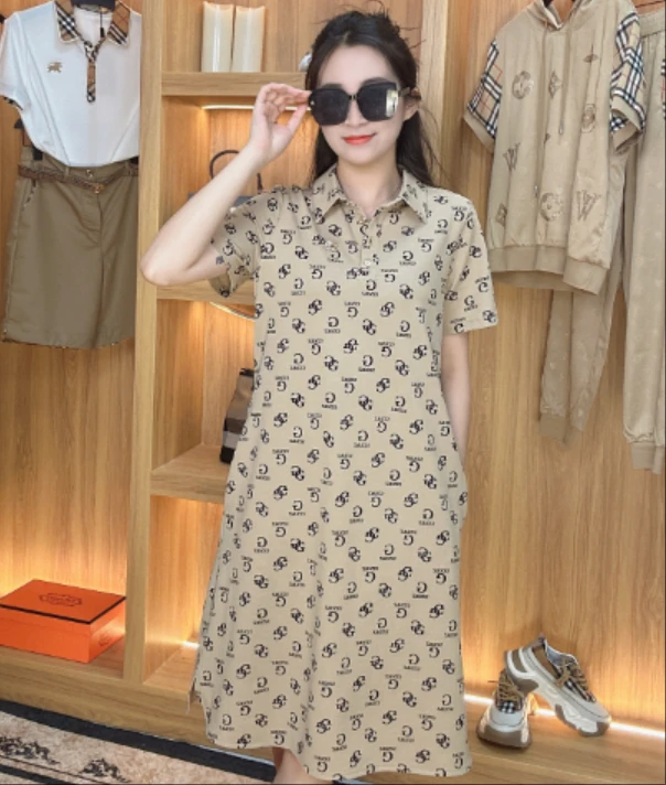 夏季连衣裙显瘦中长款翻领女装碎花polo-8213-A241