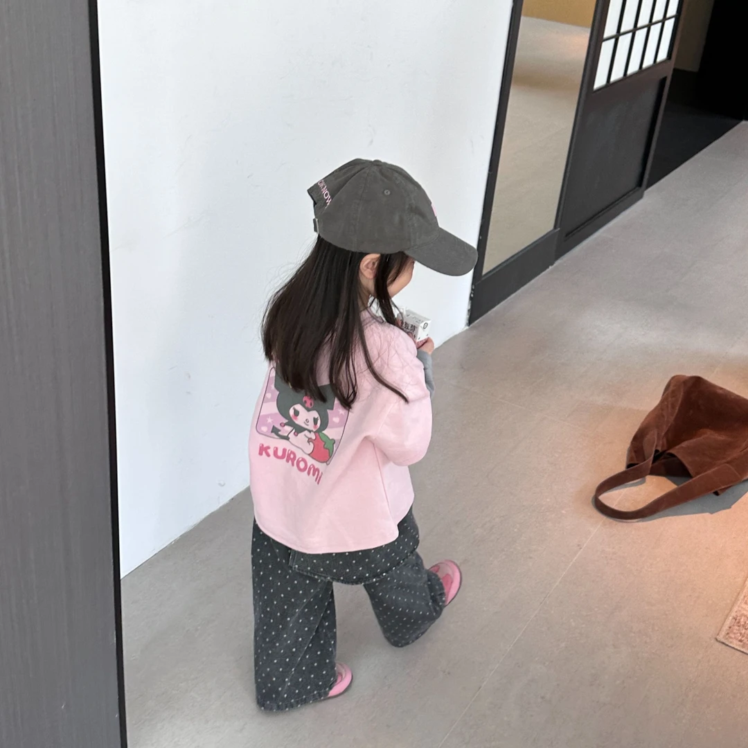 壹妈童装女童时尚套装2025秋冬新款洋气女宝假两件卫衣波点裙裤