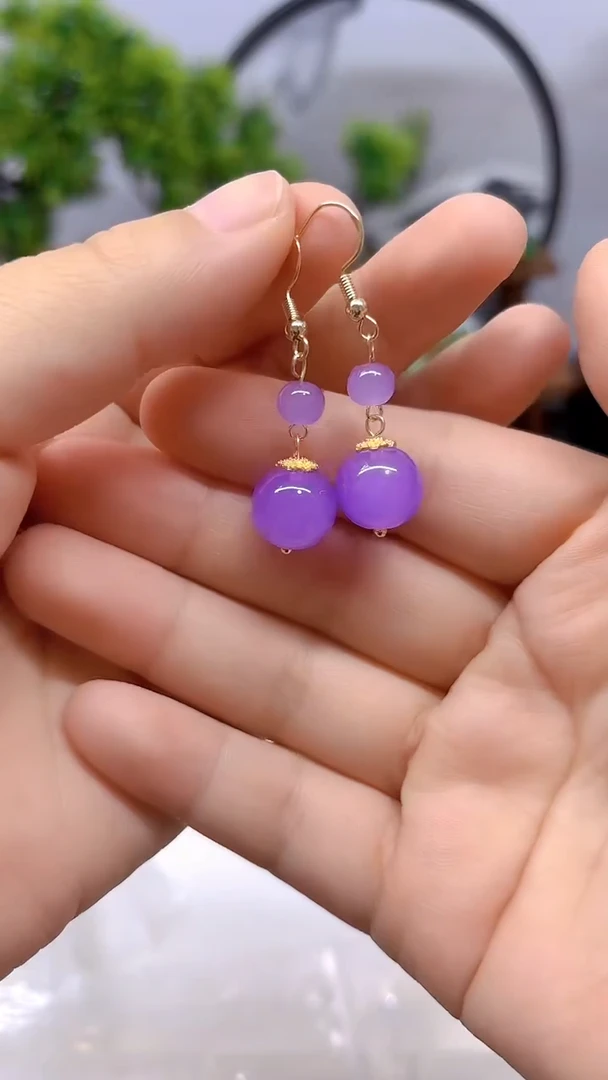 翡翠14K金镶嵌耳饰E790