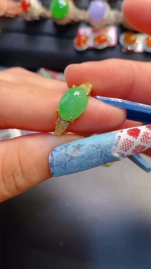 银S925镶嵌戒指翡翠天然