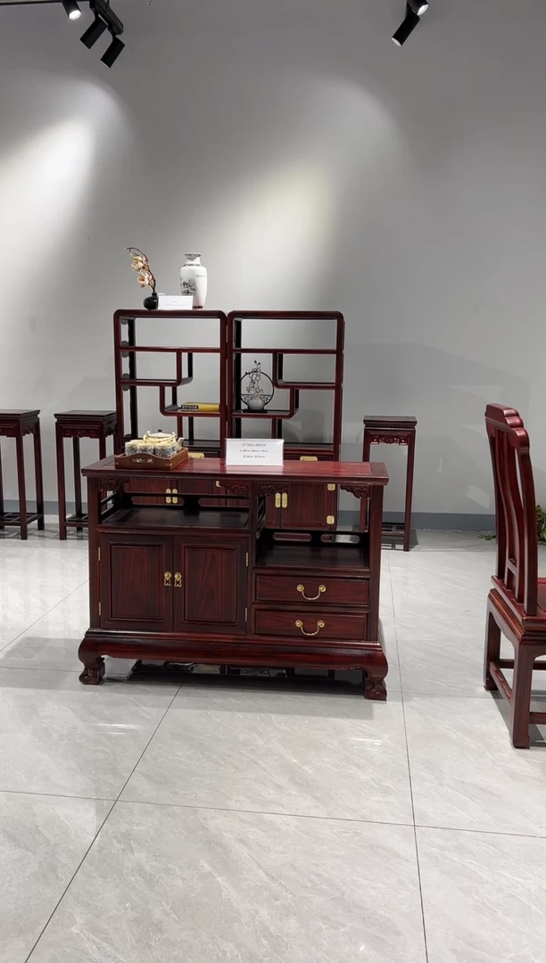 黑酸枝木类书柜徐*98虎腿茶水柜一只