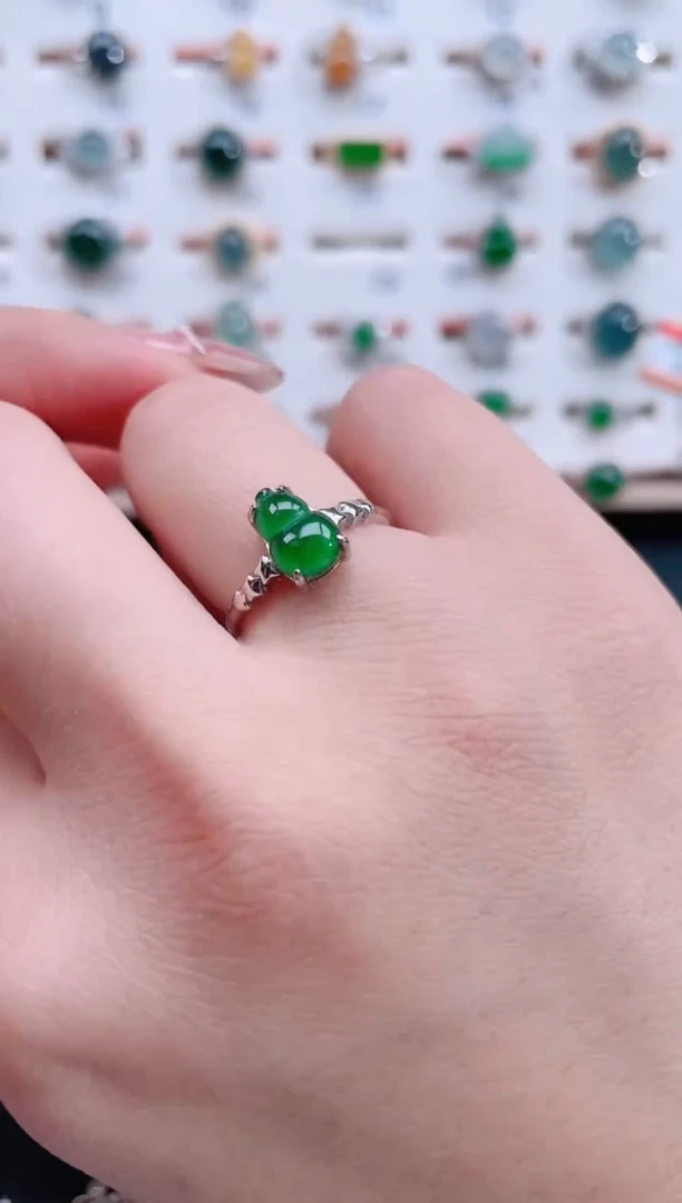 银S925镶嵌戒指翡翠天然翡翠
