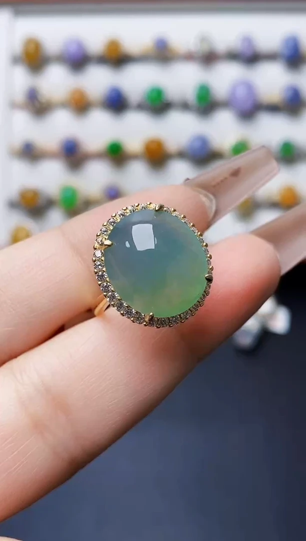 银S925镶嵌戒指翡翠0137