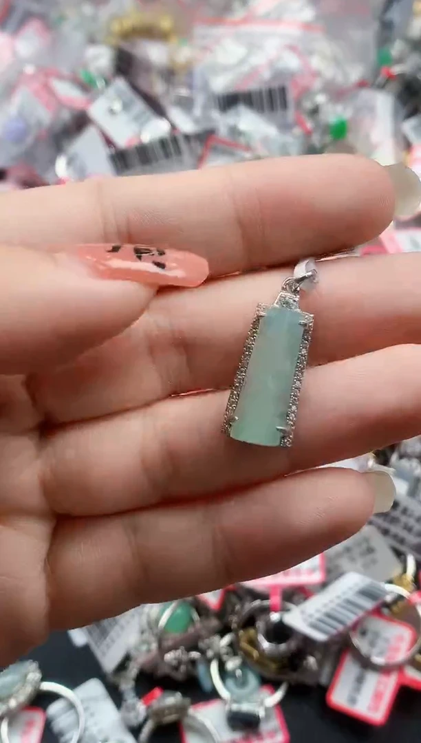 银S925镶嵌戒指翡翠天然A货缅甸翡翠