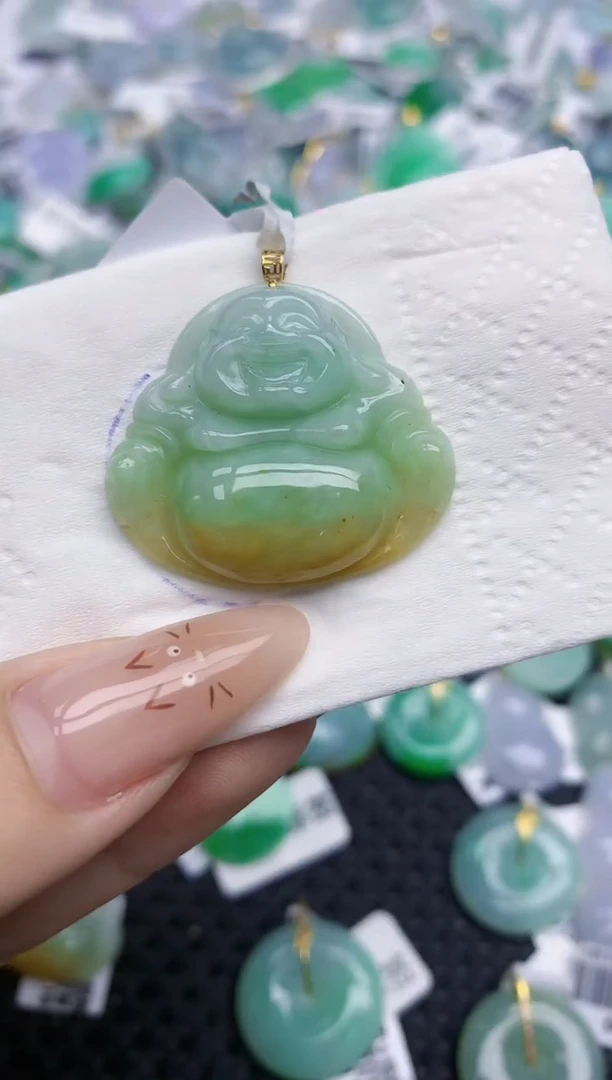 翡翠18K金镶嵌颈饰10   天然翡翠A货