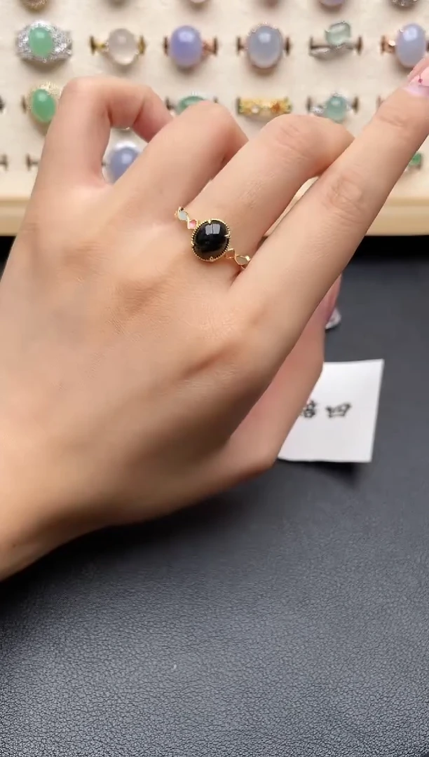 【闪购商品】翡翠戒指银S925镶嵌一物一证一礼盒