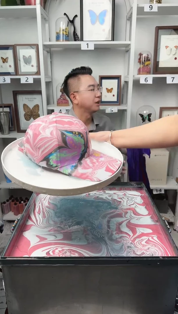 纯棉大头围蝶恋花水拓帽