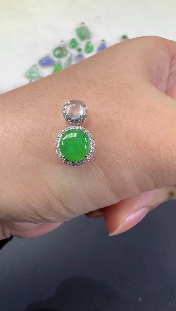 吊坠(不含链)18K金镶嵌翡翠C174|2980