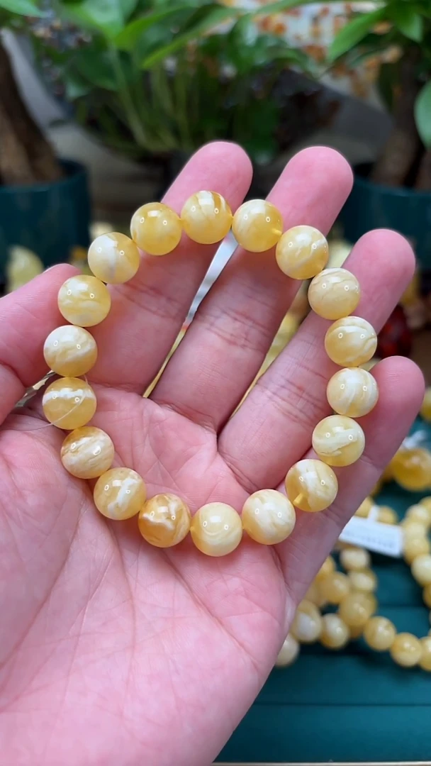 手链蜜蜡未镶嵌【p64】收藏臻品白蜡妖孽手串 15.12克 11mm
