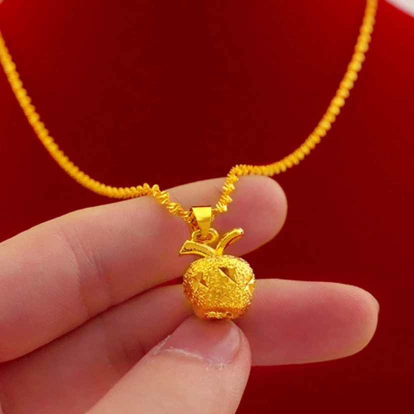 【元旦福利】苹果吊坠锁骨链水波纹项链时尚女士精美