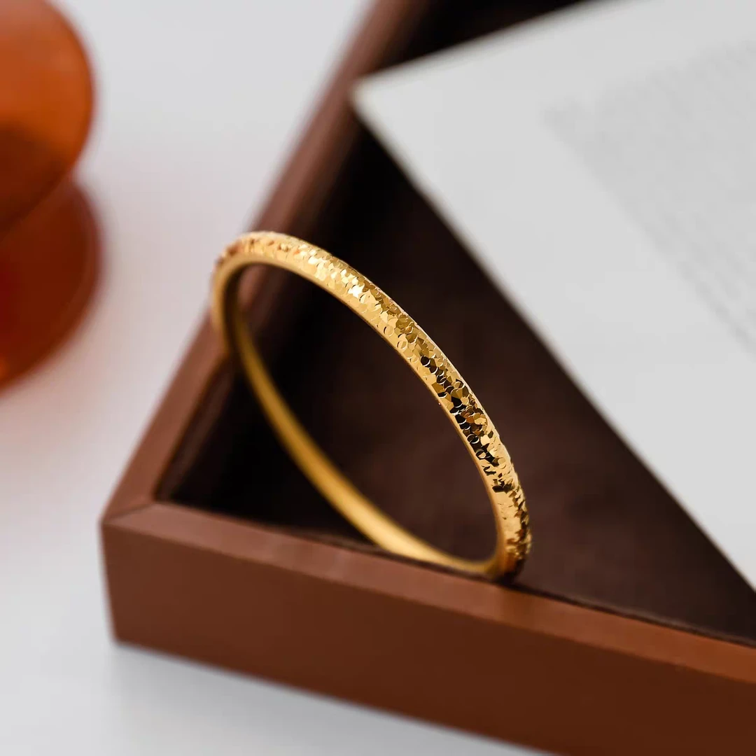铜合金手镯 999镀K爆闪碎冰冰圆闭口经典不掉色5