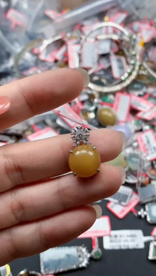 银S925镶嵌戒指翡翠天然A货缅甸翡翠