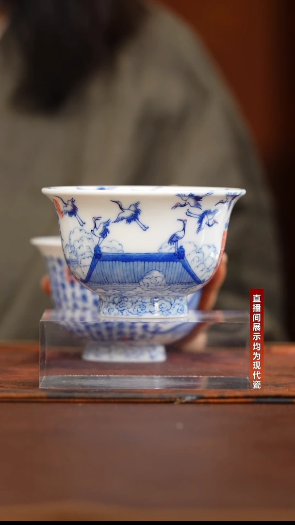 画堂春瑞鹤图压手杯@@htc1117