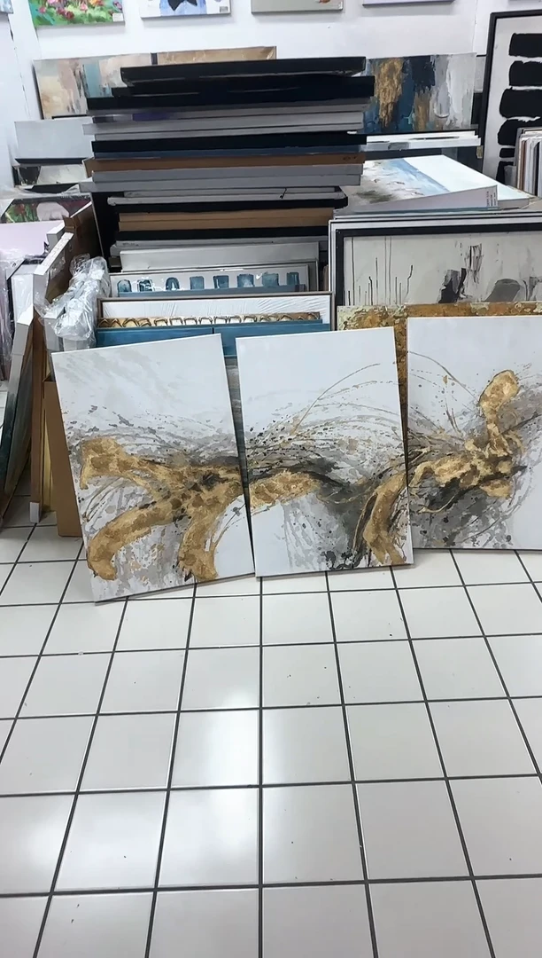 168现代艺术装饰画油画150cm*70cm*3