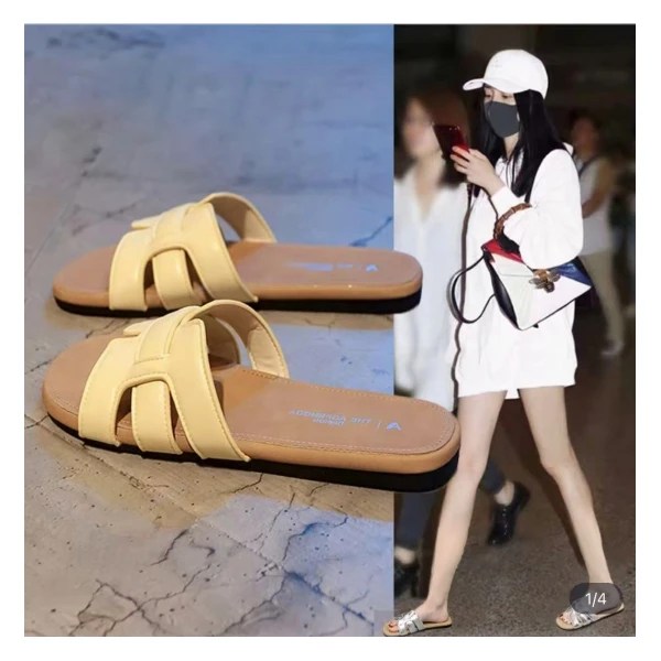 【明星同款】小众百搭！凉拖鞋女2025新款夏配裙子平底沙滩一字拖