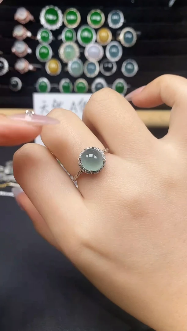 银S925镶嵌戒指翡翠3473