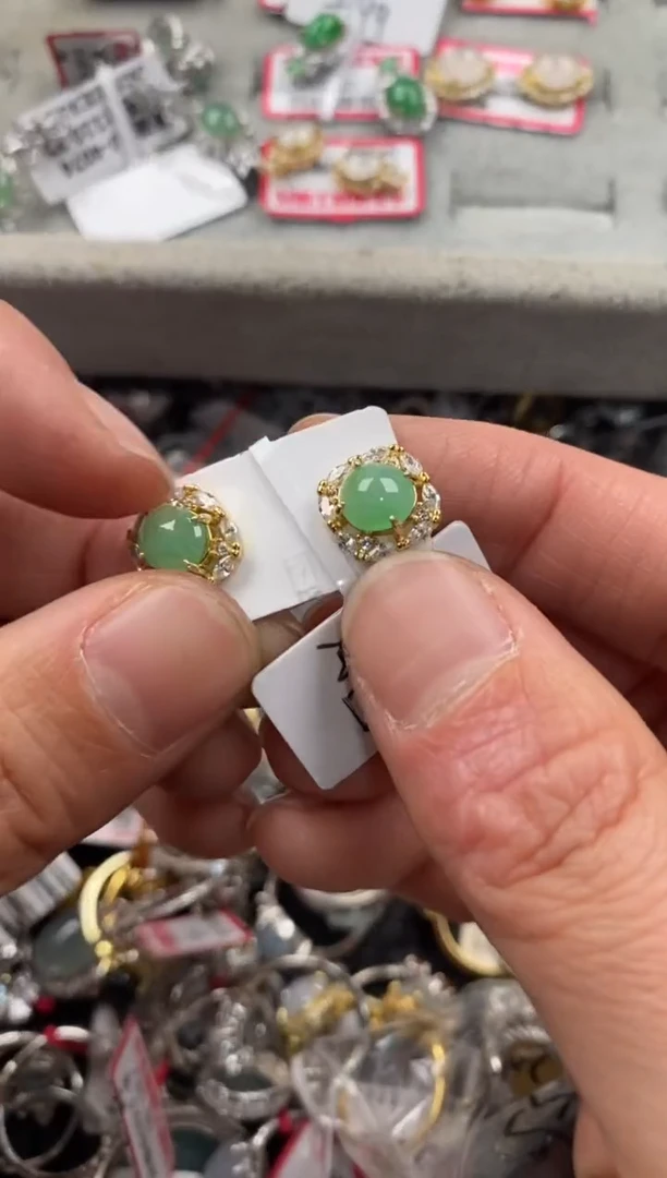 银S925镶嵌戒指翡翠666   10