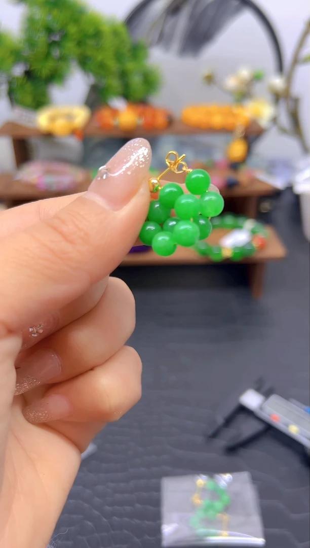 【闪购商品】翡翠耳饰14K金镶嵌耳饰E419