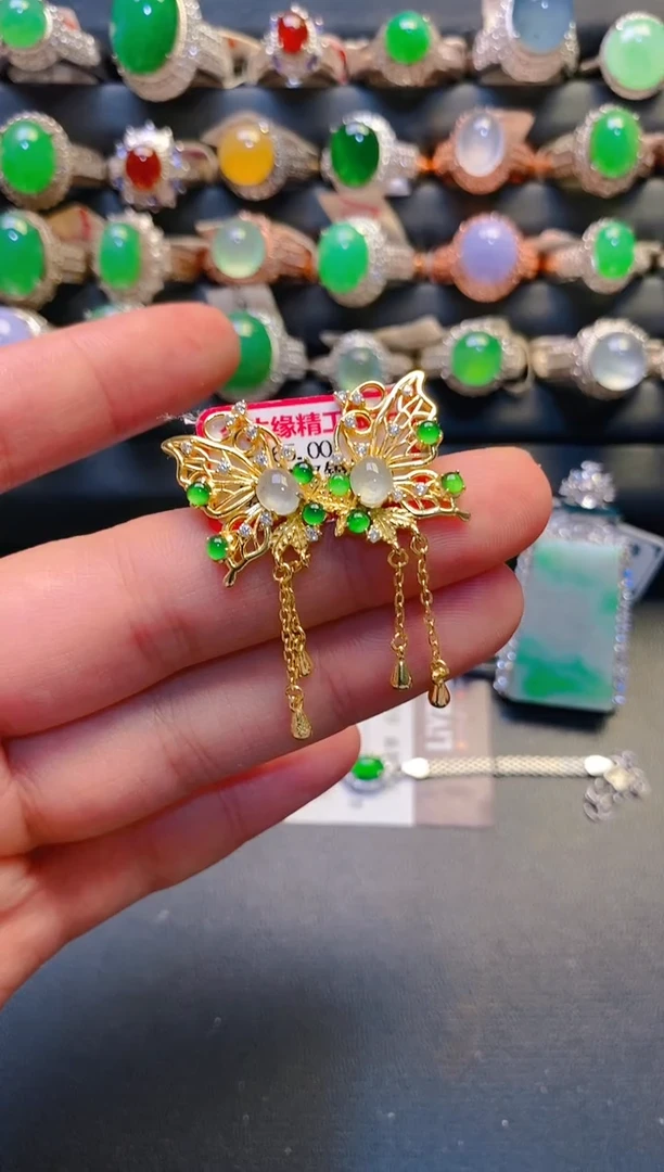 银S925镶嵌戒指翡翠?***姐天然