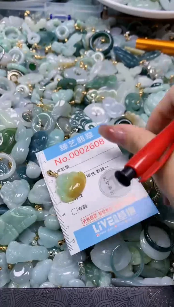 翡翠未镶嵌颈饰含绳0002608