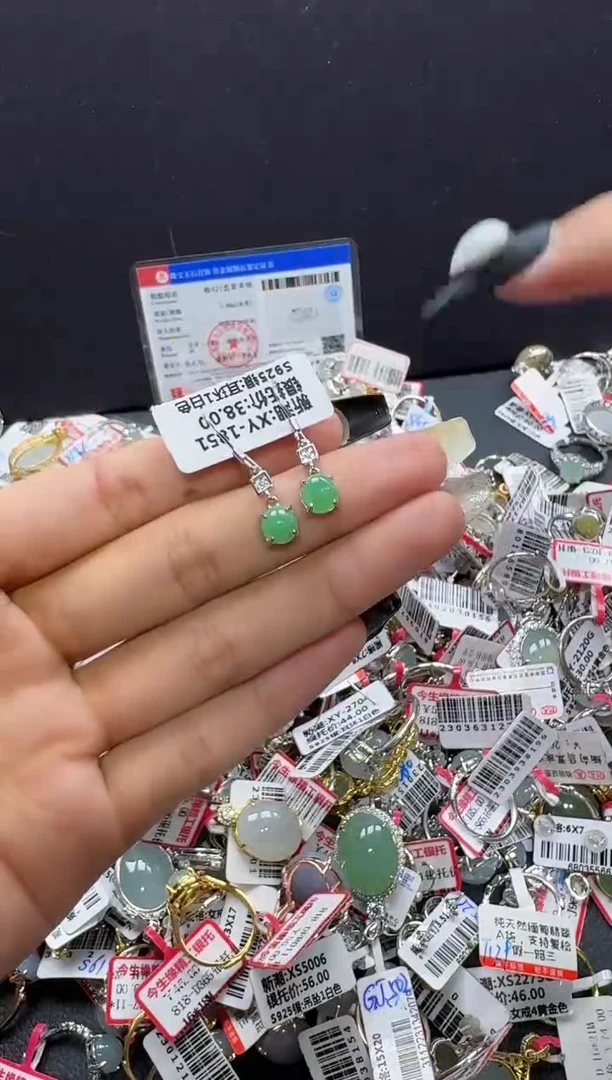 翡翠戒指银S925镶嵌戒指495