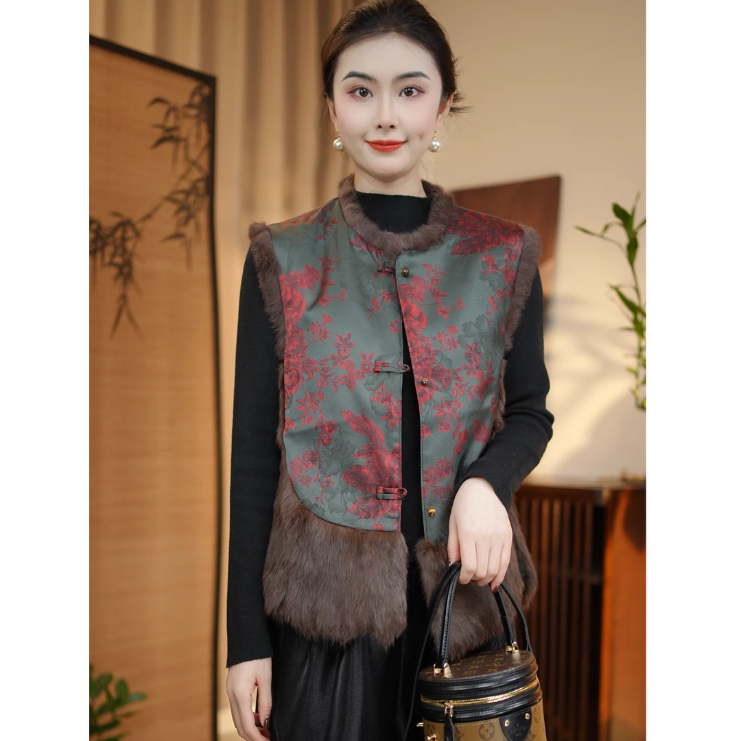 新中式女装加绒保暖马甲上衣女2025新款坎肩马夹