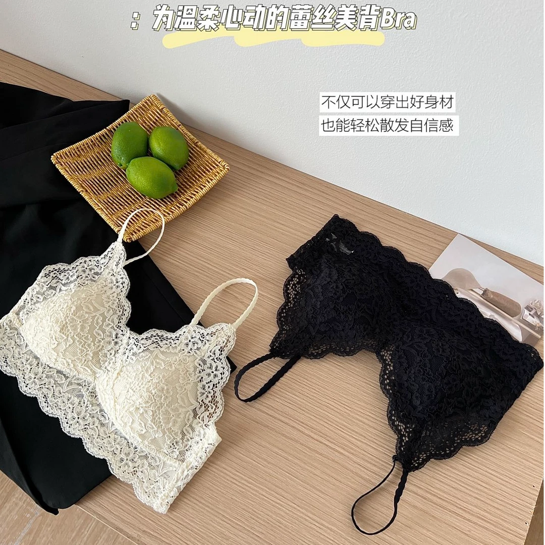 【法式蕾丝舒适美背】无痕裹胸固定杯垫吊带透气内衣吊带-12593