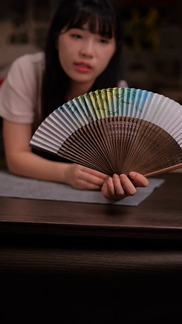 国画晚*245-6寸女扇-手绘-清欢