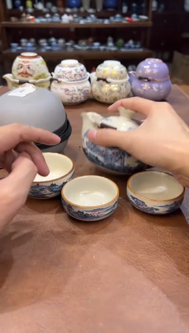 真的很便宜超好看会开片的旅行茶具