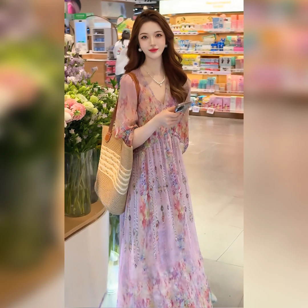 【Linda姐高端线】夏季新款浪漫气质慵懒风法式连衣裙AS5LYH1622