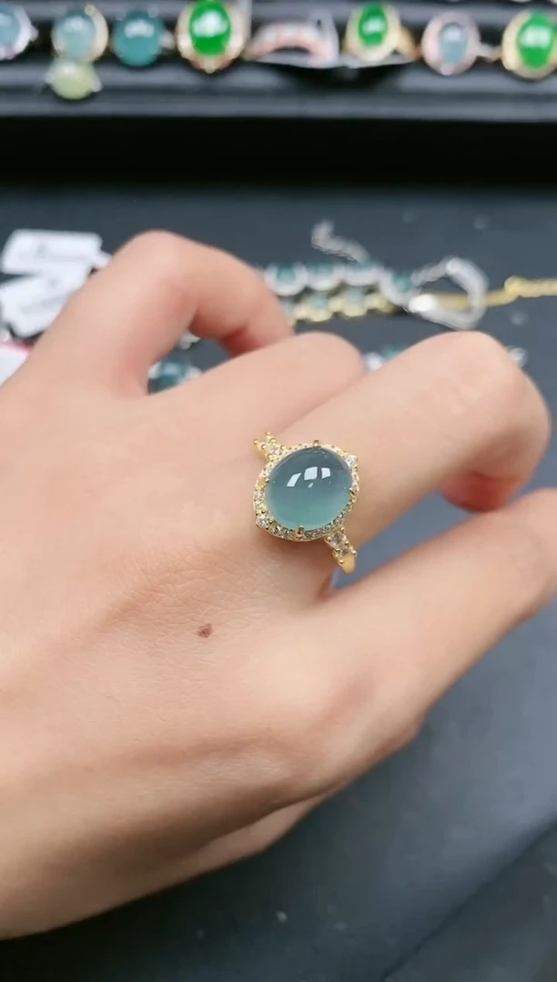 翡翠戒指银S925镶嵌1111