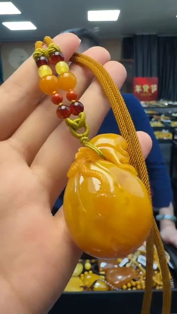 琥珀颈饰未镶嵌天然保真蜜蜡钱袋子套装（送绳子）