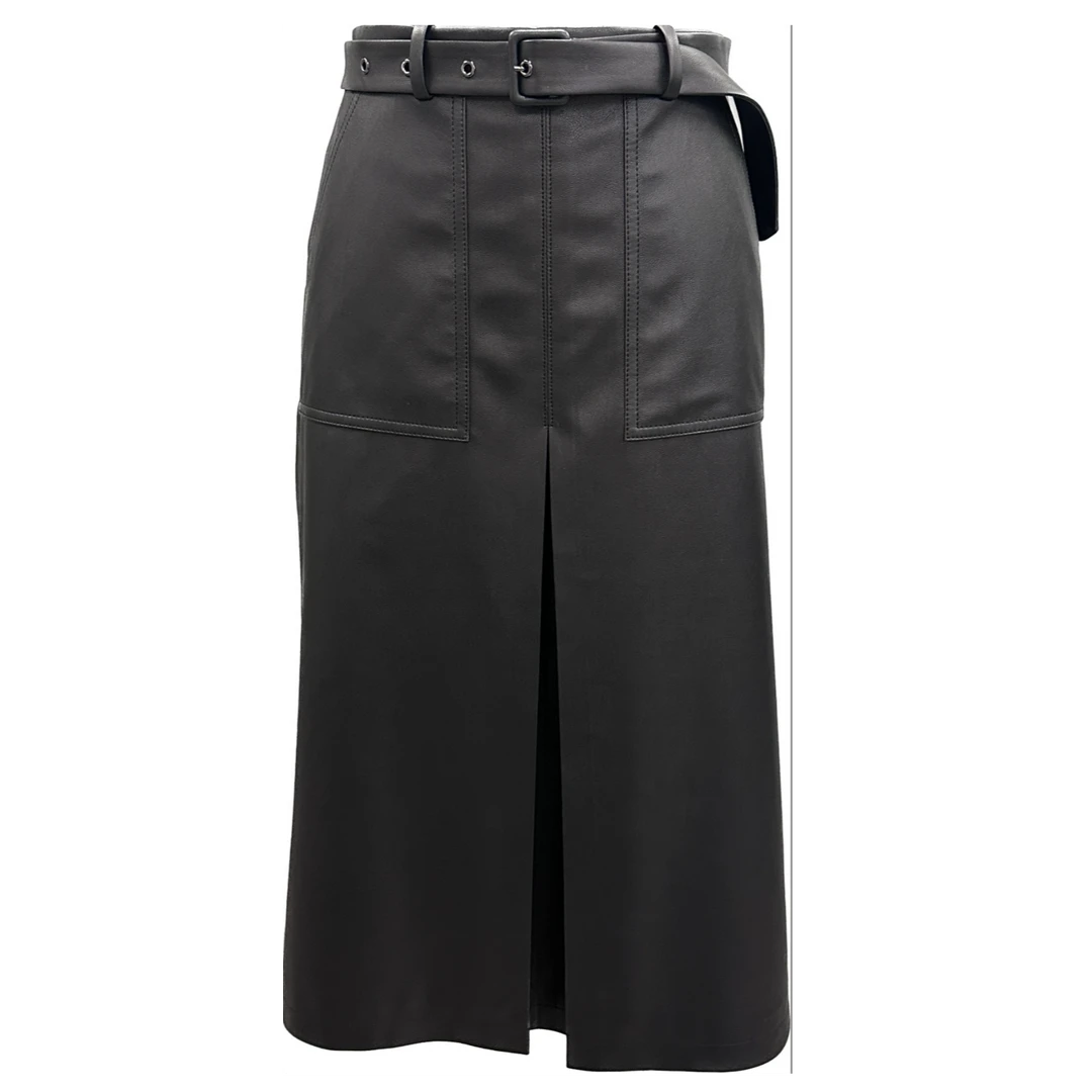 【专柜同款】时尚百搭摩登雅致PU半裙夜幕黑色