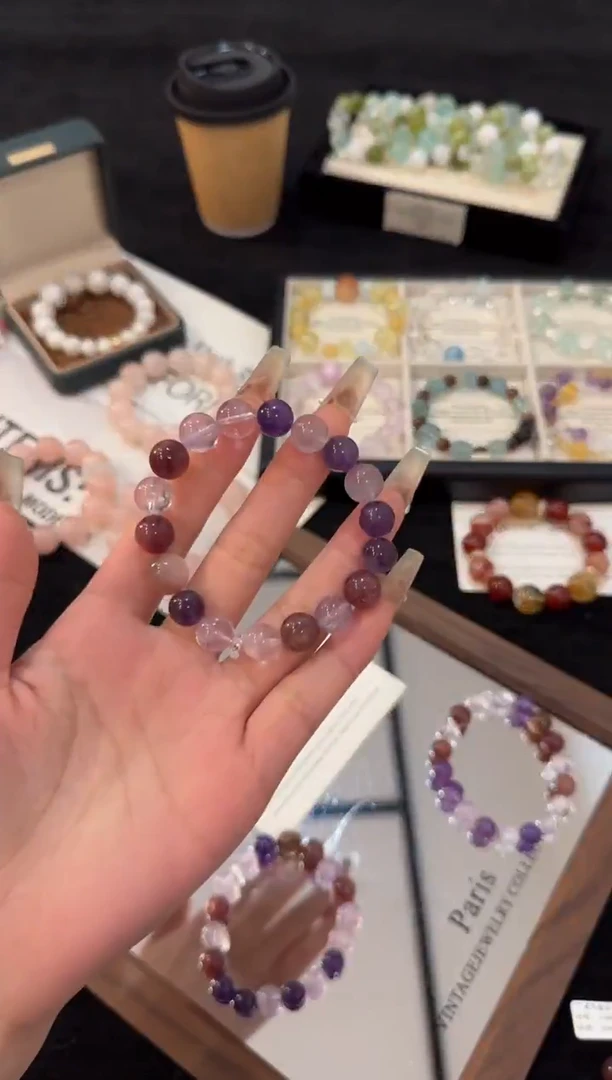 合金手链水晶紫色系多宝x2887