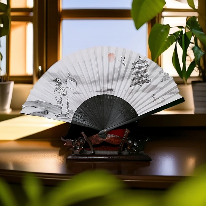 中国风古典折扇随身携带李白《送孟浩然之广陵》折叠扇