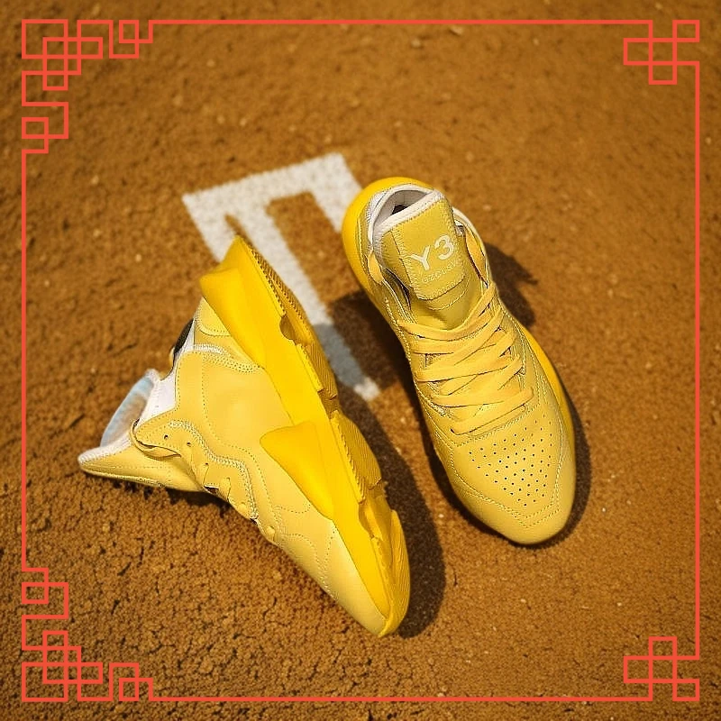 Y3GZCLSW春夏季网红厚底老爹鞋男潮全黄休闲鞋百搭系带真皮运动鞋