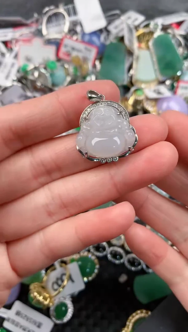 银S925镶嵌戒指翡翠666     9