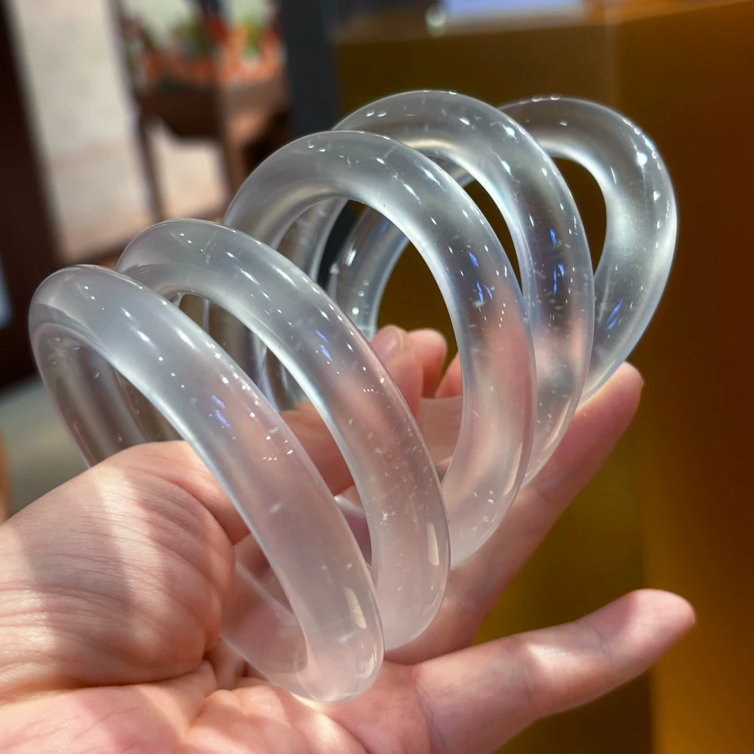 VS珠宝天然石英质玉水沫圆条手镯【多样性发货发其一】