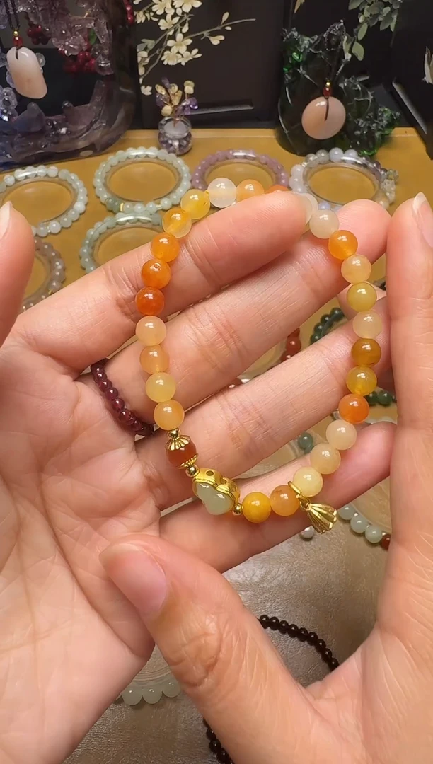 合金手链石英质玉（金丝玉）（金丝玉）